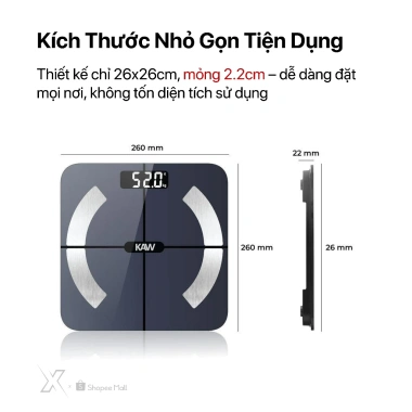 Cân điện tử KAW Bluetooth đo 11 chỉ số sức khỏe, bảo hành 12 tháng, giảm giá 229k 7