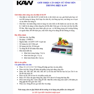 Cân điện tử KAW K450 40kg chống nước - Tốc độ xử lý nhanh, bảo hành chính hãng - Giá 629.000₫