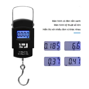 Cân điện tử mini cầm tay 50kg - Màn hình LCD, độ chính xác cao, đa năng tiện lợi, giá 60.000 VND