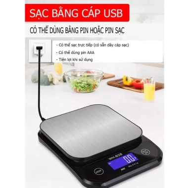 Cân điện tử nhà bếp 5kg chịu nước, pin sạc, độ chính xác 0.1g, bền, giá tốt 102.705đ 3
