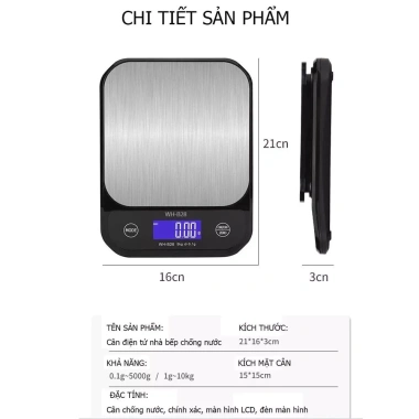 Cân điện tử nhà bếp 5kg chịu nước, pin sạc, độ chính xác 0.1g, bền, giá tốt 102.705đ 4