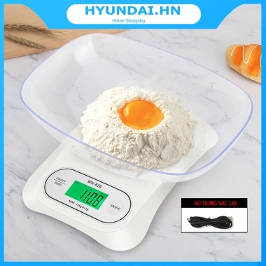 Cân điện tử nhà bếp WH-B26 12kg/5kg pin sạc lại LCD, tô đựng, chuẩn, giá 227k