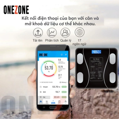 Cân Điện Tử ONEZONE Bluetooth Đo 18 chỉ số, pin Type-C, tải trọng 180kg, 90.000 VND