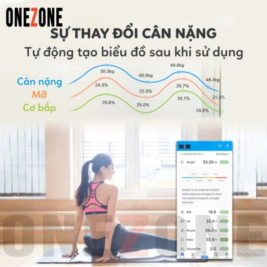 Cân Điện Tử ONEZONE Bluetooth Đo 18 chỉ số, pin Type-C, tải trọng 180kg, 90.000 VND
