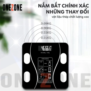 Cân Điện Tử ONEZONE Bluetooth Đo 18 chỉ số, pin Type-C, tải trọng 180kg, 90.000 VND