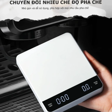 Cân điện tử sạc pin LED 3kg/0.1g màn hình cảm ứng dùng cho cà phê, giá 213.000đ