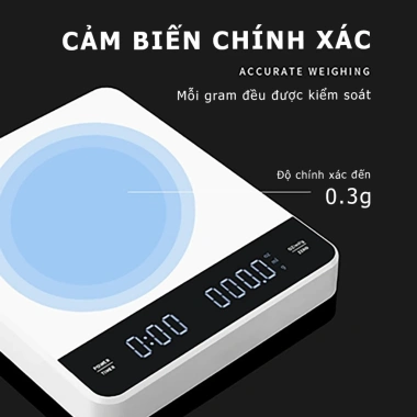 Cân điện tử sạc pin LED 3kg/0.1g màn hình cảm ứng dùng cho cà phê, giá 213.000đ