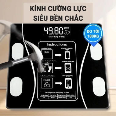 Cân điện tử sạc USB Bluetooth đo 15 chỉ số cơ thể, chịu tải 180kg - 99.000₫