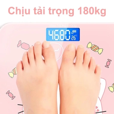 Cân Điện Tử Sức Khỏe Mèo Hồng - Max 180kg, Bền Đẹp, Sạc Pin, Dễ Dùng, Giá 99.000₫ 4
