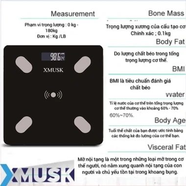 Cân Điện Tử Sức Khỏe XMUSK Bluetooth, Sạc USB, Độ Chính Xác Cao, Tặng Thước Đo Eo - 155k 5 Cân Điện Tử Sức Khỏe XMUSK Bluetooth, Sạc USB, Độ Chính Xác Cao, Tặng Thước Đo Eo - 155k 5