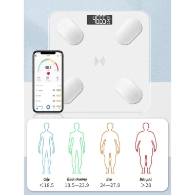 Cân điện tử thông minh đo lỗ cơ thể chính xác, Bluetooth, pin lâu - Giá 107.910₫