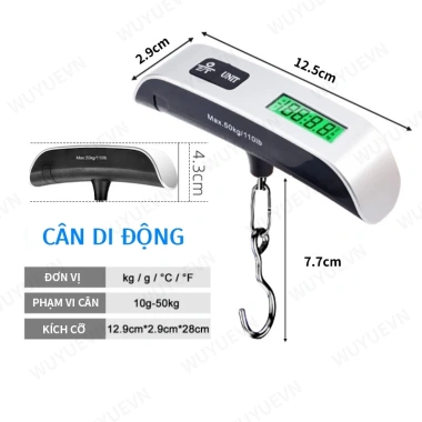 Cân hành lý điện tử di động 50kg LCD treo, giá 53.625 VND - giảm giá 3 Cân hành lý điện tử di động 50kg LCD treo, giá 53.625 VND - giảm giá 3