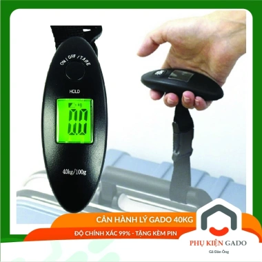 Cân hành lý GADO cầm tay 40kg, đai dù hình thoi, móc vali & túi xách - Giá chỉ 90.000 VND