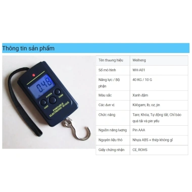 Cân móc treo điện tử KHALIK WH-A01 40kg/10g – Độ chính xác cao, giá ưu đãi 57.000đ
