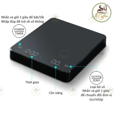 Cân pha cà phê LED 3kg/0.1g, cân tiểu ly sạc Type-C, màn hình cảm ứng, giá 179.000₫ 8