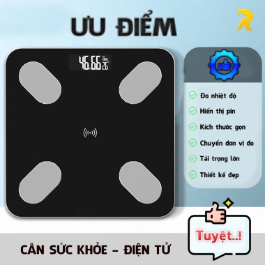 Cân sức khỏe điện tử mini 180kg - 17 chỉ số, siêu chính xác, giảm còn 69.000₫