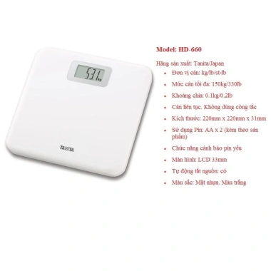 Cân sức khoẻ điện tử Tanita HD-661 cảm ứng ABS Đo chính xác giá ưu đãi 700.000 VND 2