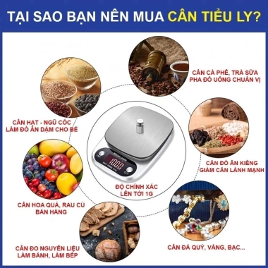 Cân tiểu ly điện tử 0.1g‑10kg độ chính xác cao, dùng cho thực phẩm nhà bếp – giá ưu đãi 115k