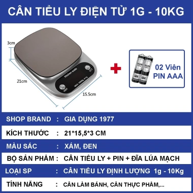 Cân Tiểu Ly Điện Tử Nhà Bếp 1g-10kg Mini Định Lượng Chính Xác Cao Kèm Pin Giá 45.000
