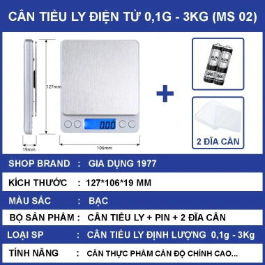 Cân Tiểu Ly Điện Tử Nhà Bếp 1g-10kg Mini Định Lượng Chính Xác Cao Kèm Pin Giá 45.000