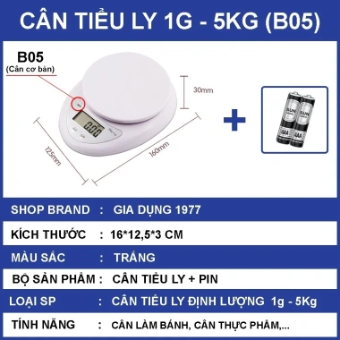 Cân tiểu ly điện tử nhà bếp 1g‑10kg, mini cầm tay làm bánh, độ chính xác cao, pin, giá chỉ 60.000₫ 4