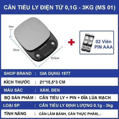 Cân tiểu ly điện tử nhà bếp 1g‑10kg, mini cầm tay làm bánh, độ chính xác cao, pin, giá chỉ 60.000₫ 5