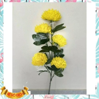 Cành cúc vạn thọ 5 bông - Hoa giả trang trí sang trọng, giảm giá còn 33.000đ - Hoa Vải Hà My