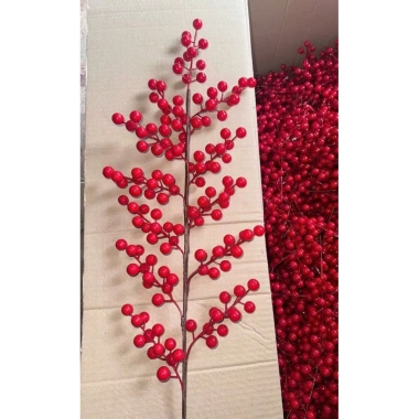 Cành Đào Đông cao cấp 100cm - 12 nhánh quả đỏ, hoa giả trang trí Tết, giá ưu đãi 10.000 VND 4