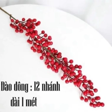 Cành đào đông đỏ 12 nhánh – Trang trí nhà cửa, văn phòng Tết 2.025, decor phòng cực xinh, giá chỉ 35.175₫ 5