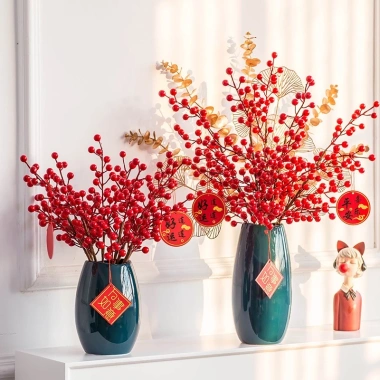 Cành Đào Đông Đỏ 6-12 nhánh 65-100cm - Decor Tết, Tháp, Oản - Giá ưu đãi 14.999₫