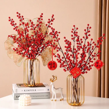 Cành Đào Đông Đỏ 90cm Phụ Kiện Trang Trí Tết May Mắn Sung Túc Tài Lộc Giá 12.500₫