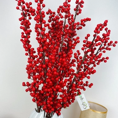 Cành Đào Đông Đỏ 90cm Phụ Kiện Trang Trí Tết May Mắn Sung Túc Tài Lộc Giá 12.500₫