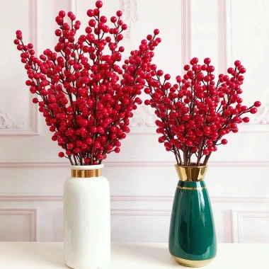 Cành Đào Đông Đỏ 90cm Phụ Kiện Trang Trí Tết May Mắn Sung Túc Tài Lộc Giá 12.500₫