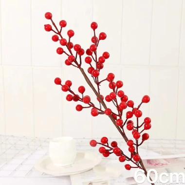 Cành Đào Đông đỏ cherry giả cao cấp kèm phụ kiện Tết sang trọng, giảm còn 12.700đ 3
