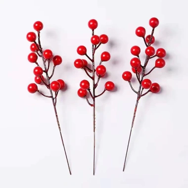 Cành Đào Đông đỏ cherry giả cao cấp kèm phụ kiện Tết sang trọng, giảm còn 12.700đ 10