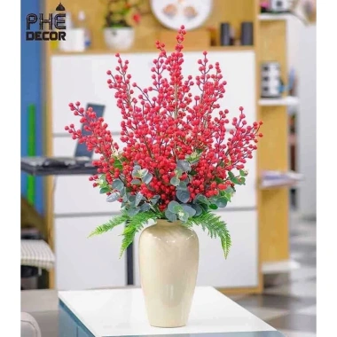 Cành đào đông loại 1 12 nhánh 100cm - Hoa lụa Duy Hương giá chỉ 8.000₫