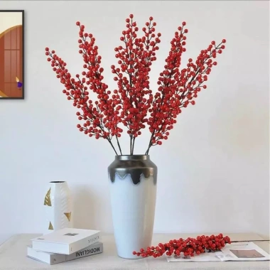 Cành Đào Đông Vàng Đỏ 12 nhánh 1m, quả to đều, decor vòng hoa Tết, tháp 2.025 giảm 30.000₫