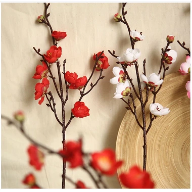 Cành đào lụa trang trí Tết, hoa đào đa màu, decor bàn tiệc nhà hàng, giá 22.200₫