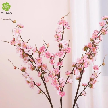 Cành đào lụa trang trí Tết, hoa đào đa màu, decor bàn tiệc nhà hàng, giá 22.200₫