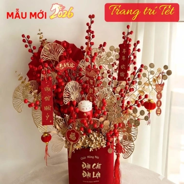 Cành Đồng Trang Trí Tết LiviLuxe - Lan Hồ Điệp Mạ Vàng, Nhánh Lựu Đỏ, 15.000₫ 2
