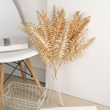 Cành dương xỉ phủ nhũ vàng, đào bông decor Tết, giá ưu đãi 20.350 VND