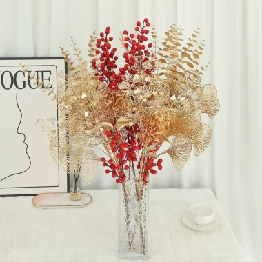 Cành dương xỉ phủ nhũ vàng, đào bông decor Tết, giá ưu đãi 20.350 VND 5 Cành dương xỉ phủ nhũ vàng, đào bông decor Tết, giá ưu đãi 20.350 VND 5