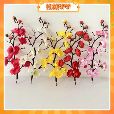 Cành Hoa Đào Lụa Giả Trang Trí Tết 2.026 - Decor Tháp Bánh Oản Tài Lộc Góc Tết HAPPY DECOR Giá 44.000đ