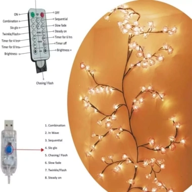 Cành hoa giả Tết 2.026 LED điều khiển, không phai màu, bền đẹp, giá 270.000₫ 6