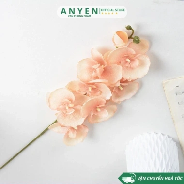 Cành Hoa Lan Nhựa Giả 70cm - Hoa Vải Đỏ Hồng Cao Cấp, Decor Cắm Bình Đám Cưới, Tết, Bàn Thờ, 14.500 VND 4
