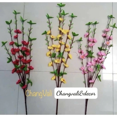 Cành hoa mai và hoa đào giả dài 100cm - Trang trí Tết, giá ưu đãi 15.000đ