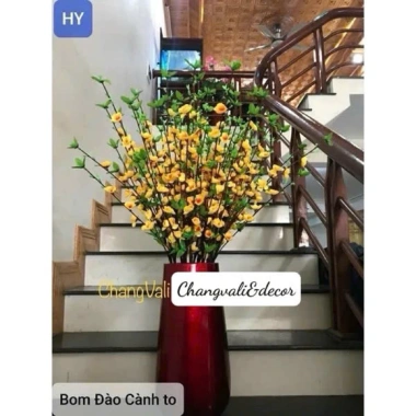 Cành hoa mai và hoa đào giả dài 100cm - Trang trí Tết, giá ưu đãi 15.000đ