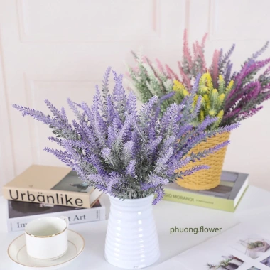 Cành hoa oải hương Lavender giả 5 đầu lá nhựa nhân tạo - Trang trí bình đẹp, 11.300₫