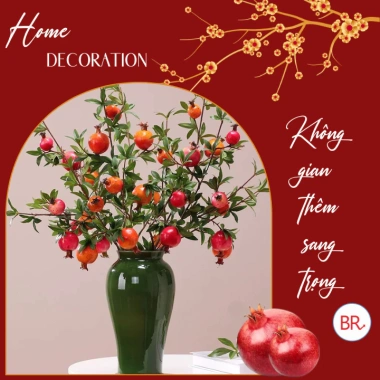 Cành Lựu Giả size 80 cắm bình trang trí Tết 2.026 cành thân dài rực rỡ đón xuân giá ưu đãi 29.000 VND