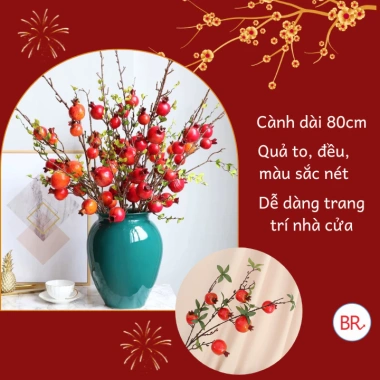 Cành Lựu Giả size 80 cắm bình trang trí Tết 2.026 cành thân dài rực rỡ đón xuân giá ưu đãi 29.000 VND